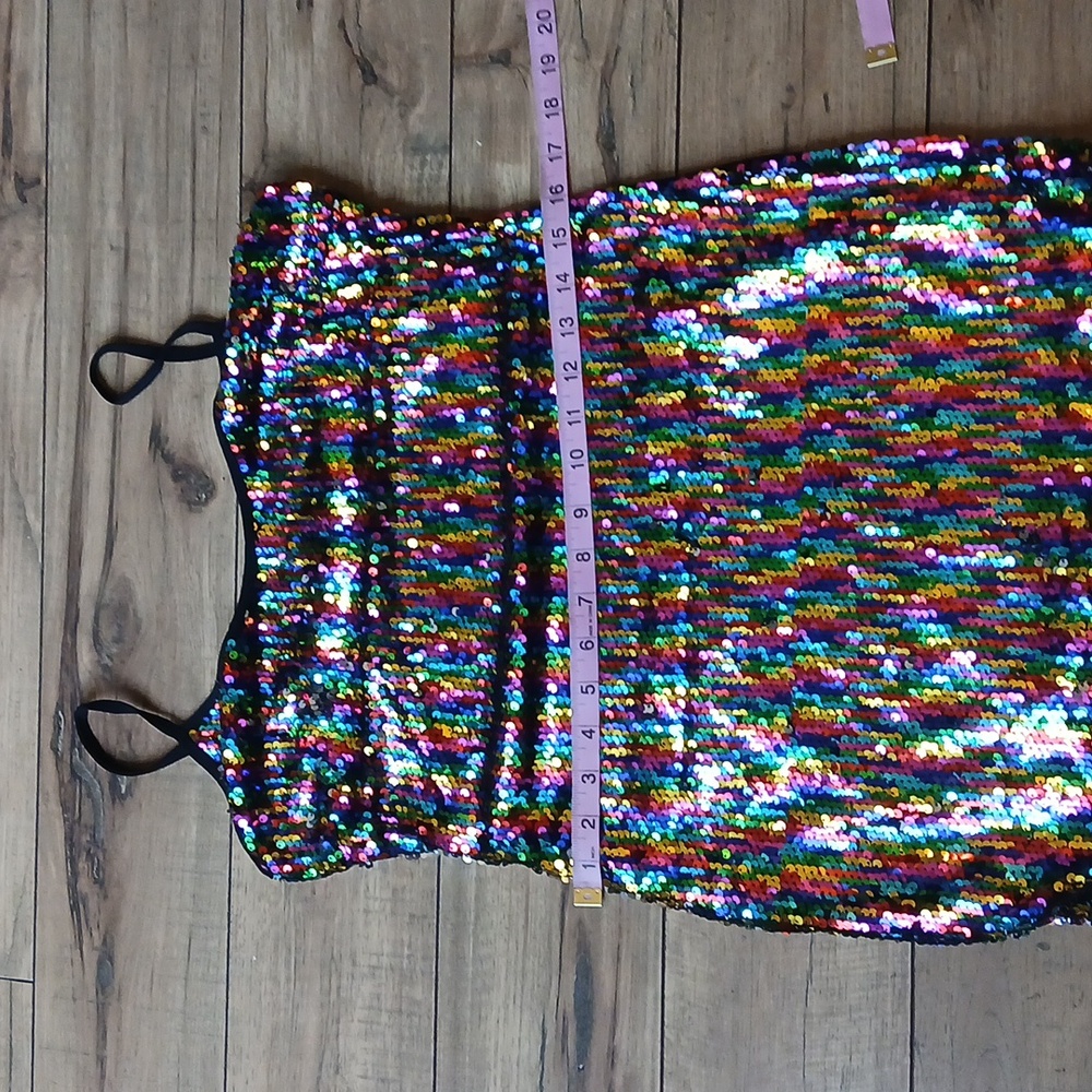 Super Sexy Multicolor Sequined Bodycon Mini Dress. Size L - Picture 17 of 17
